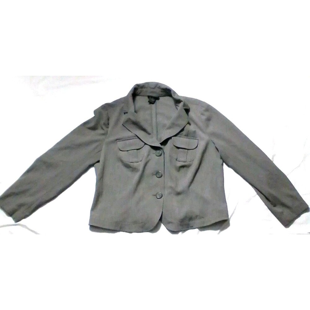 Lane Bryant blazer size 16 gray Women's 3 Button Jacket Suit Coat Polyester